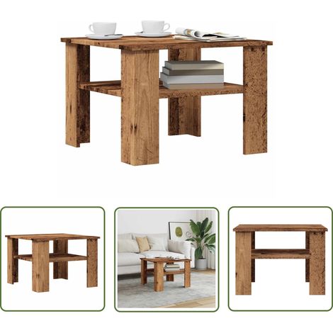 vidaXL Table basse vieux bois 60x60x42 cm bois d'ingénierie (1/5)