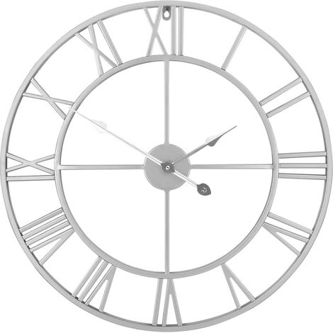 1 Horloge murale, Chiffres Romains, Métal, Silencieuse, Rond, Noir, 47 cm, Salon, Cuisine, Chambre (1/5)