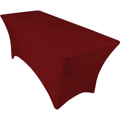 Nappe rouge élastique pour table pliante de 183 cm, idéale pour les clubs et restaurants. (1/5)