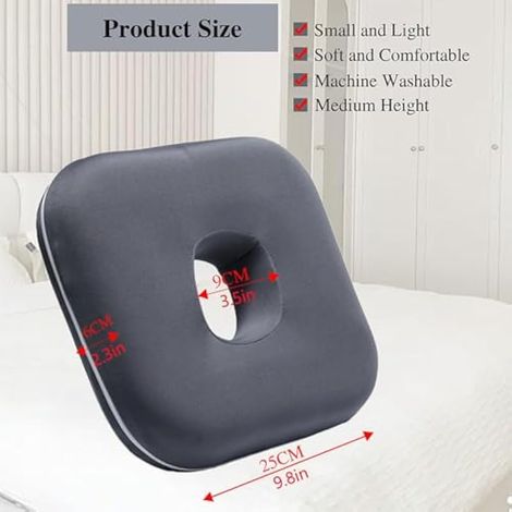 Coussin pour Piercing D'oreille, Housse Confortable et Amovible avec Trou pour Les Personnes Dormant sur Le Côté, Idéal pour Les et, Carré Gris (1/4)