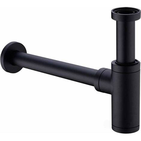 Siphon de lavabo laiton noir mat – Tube d'extension 200mm – 1 1/4 pouces – Joints en silicone anti-odeur et anti-fuite (1/5)