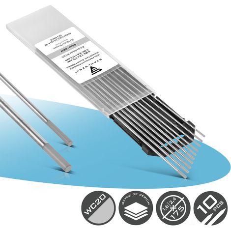 STAHLWERK Electrodes en tungstène WC20 grises en kit - 5 x 1,6 mm + 5 x 2,4 mm (1/5)
