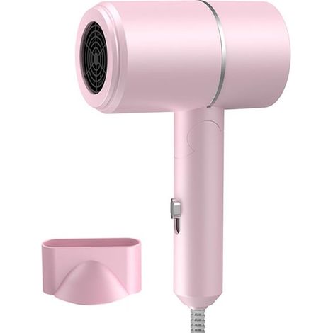 Asciugacapelli da viaggio,con pulsanti per acqua calda e fredda,asciugacapelli compatto con 1 accessorio concentratore,viaggi e salone (rosa) (1/5)