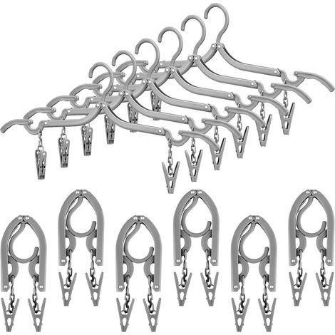 BEBUSINGOTO Cintres de voyage pliables pliables avec clips, cintres pliables portables, cintres pliables, support de séchage de voyage pour vêtements (gris, 12) (1/5)