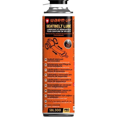 Lubrifiant pour ceinture de sécurité 300ml – Améliore l'enroulement – Compatible avec tous types de ceintures – Application facile – Warmup