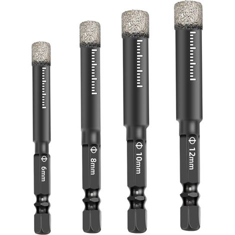 SABIR Lot de 4 Forets Mèches diamant pour Carrelage Céramique Grès Cérame Tuiles Verre Pierre. Mèches Diamantées Professionnelles Carreaux de Céramique Drill Bits Tool - 6mm 8mm 10mm 12mm (1/5)