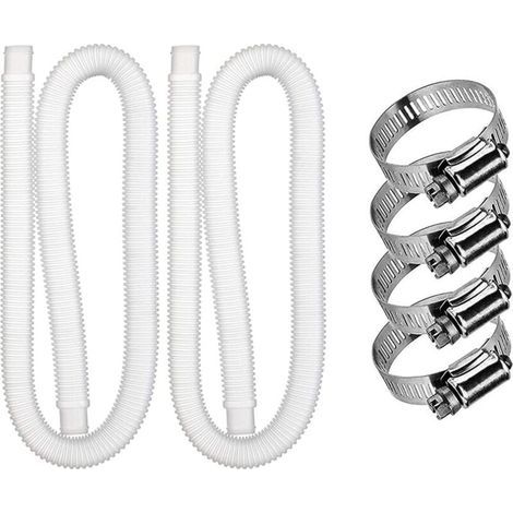 2pcs Swimming Pool Replacement Hose, Filter Pump Hose Accessory with 4 Metal Clips, 59 Inch Long Swimming Pool Hose for Intex 607637 Pump, Swimming Pool Accessories (1/4)