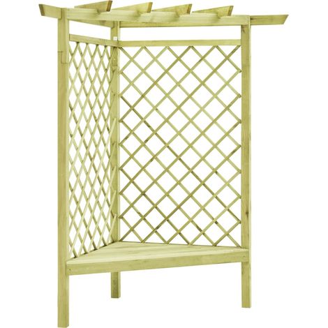 Pérgola esquina y asiento madera pino impregnada 130x130x197 cm vidaXL (1/2)