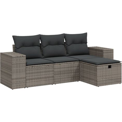 Maison Exclusive - 4-tlg. Garten-Sofagarnitur mit Kissen Grau Pol
