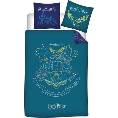 Harry Potter Bettwäsche-Set Decke & Kissenbezug 140x200 + 63x63 cm aus Microfaser