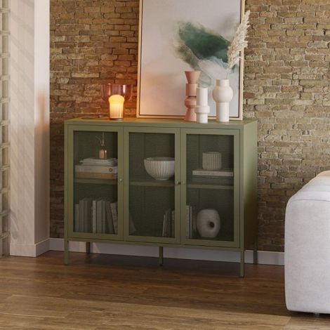 Credenza Fayna in metallo con 3 ante 121x40x90H Design industriale