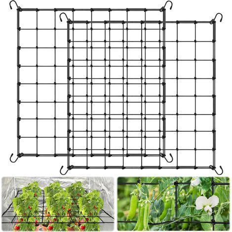 Scrog Lot de 2 filets de culture 80 x 80 cm avec 8 crochets - Filet de treillis élastique pour plantes/légumes/fruits/fleurs (1/5)