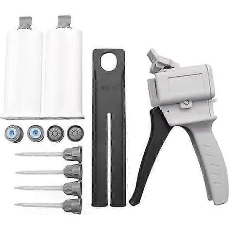 Distributeur de colle AB bi-composante (résine époxy) de 50 ml avec 4 aiguilles de mélange et 2 cartouches doubles vides - JXLGV (1/5)