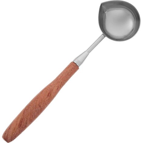 Cuillère en acier inoxydable de haute qualité, cuillère à peinture, cuillère à cire à cacheter spéciale pour sceller avec un manche rond en bois (12 x 2,8 cm)-12.00X2.80X1.00CM (1/2)