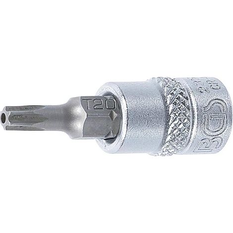 Douille à Embouts 6,3 mm (1/4) Profil T Torx avec Perçage T20 Précision et Fiabilité, Acier - D-Work (1/5)