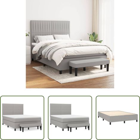vidaXL Matelas à ressorts ensachés -  Sommier à lattes de lit avec matelas Gris clair 140x190cm Tissu (1/5)