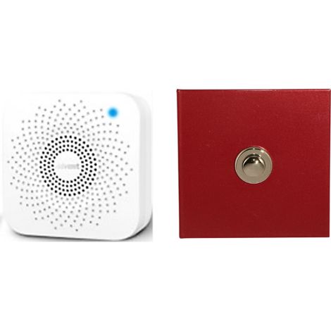 Sonnette sans fil carré acier rouge boite d'encastrement (1/3)