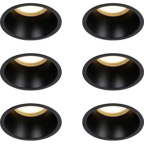 Set of 6 Black Recessed Spotlights GU10 70mm IP44 - Dept