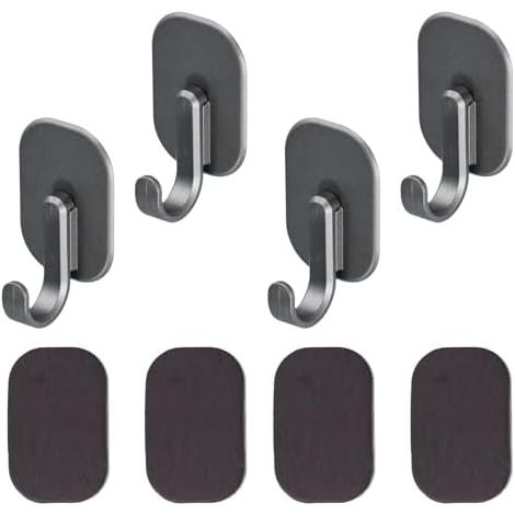 Lot de 4 crochets magnétiques extra puissants pour tableaux blancs, réfrigérateurs, armoires classement et plus encore, design antidérapant, noir - (1/5)