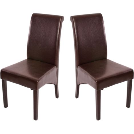 2x Chaise de salle à manger Chaise M37 - cuir, marron, pieds foncés (1/2)