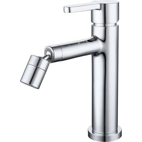 Grifo para lavabo de baño con caño giratorio de 360° y modo ajustable - Plateado, Grifo para lavabo de baño con caño giratorio de 360° y modo ajustable - Plateado (1/3)