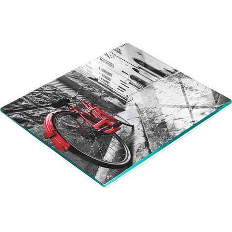 Elegante e resistente tagliere da cucina in vetro con motivo bicicletta vintage, 60x52 cm. (1/5)