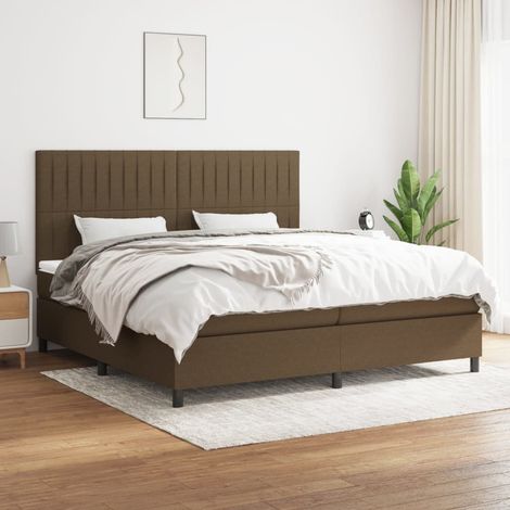 Lit à sommier tapissier avec matelas - Cadre De Lit Moderne: King Size - Lit Double - Marron foncé 200x200 cm Chic-799997 (1/4)