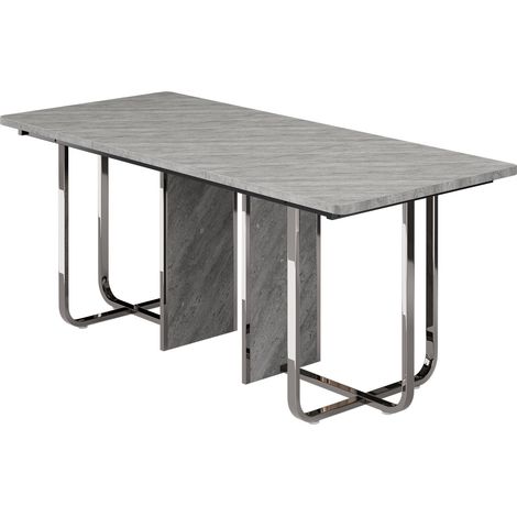 Tavolo da pranzo rettangolare 180 x 80 x 75 cm in MDF e metallo, grigio (1/5)