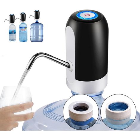 Wasserflaschenpumpe, geeignet für Wasserflaschen verschiedener Formen, tragbarer elektrischer Wasserspender, schwarzes Silikon, Kunststoff (1/4)