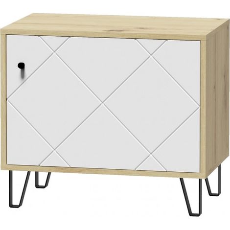 Commode à chaussures BILBAO coloris chêne et blanc mat 63,4x40 x56 cm (1/2)