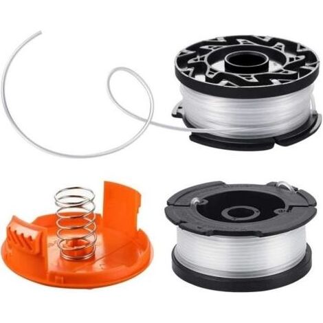 (Noir)2Pcs Bobine de Rechange de Tondeuse à Gazon Bobine de Fil Debroussailleuse avec 1 Capuchon 1 Ressort pour Black Decker AF-100-3ZP (1/3)