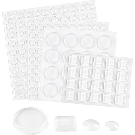 Amortisseur Porte Placard 236 Pcs,tampons Porte Transparents,Patin Antiderapant,Autocollants Amortisseurs Choc Caoutchouc pour Meuble Portes Placard, butée Anti-Bruit Anti-dérapant, 4 Tailles Lot (1/5)