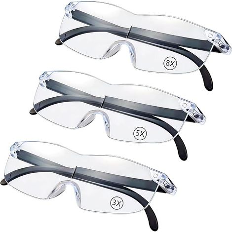 Set of 3 Magnifying Glasses, Hands Free Magnifying Glasses Anti Blue Light for Reading, Sewing, Close Up Work and Modelling (1/5)
