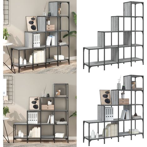 Bücherregal Grau Sonoma 122x30x132 cm Holzwerkstoff und Metall - Bucherregal - Regal - Treppenregal - Etagenregal - Wohnraumorganisation - Home & Living (1/5)