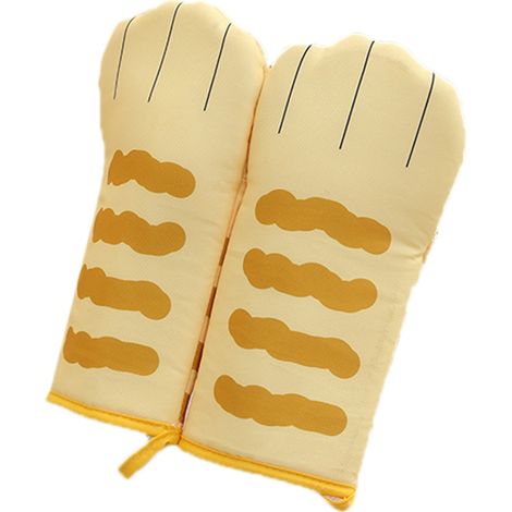 Moufles de cuisine résistantes à la chaleur en polyester pour four, grill et barbecue - Jaune (1/5)