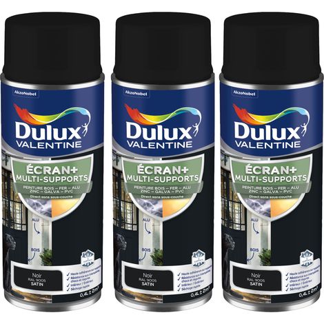 ECRAN+ MULTI-SUPPORTS EXTERIEURE Satin - Lot de 3 aérosols en phase aqueuse - Noir 400 ml - Dulux Valentine (1/5)
