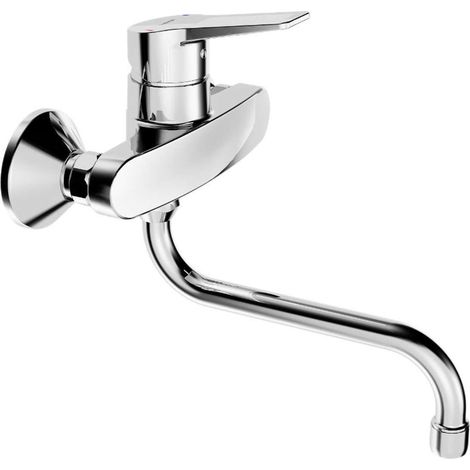 Hansa Twist - Grifo monomando de fregadero de pared, cromo 09692193 (1/3)