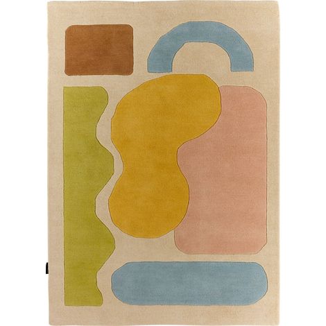 Tapis géométrique pastel fait main en laine coton - 133 x 190 cm (1/5)