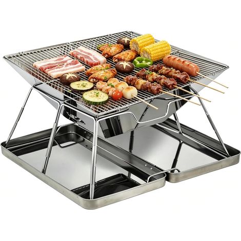 TEENO Barbecue Portable Barbecue à Charbon, Pliable Barbecue Grille Inox, Barbecue Extérieur Camping Piquenique,go-anywhere