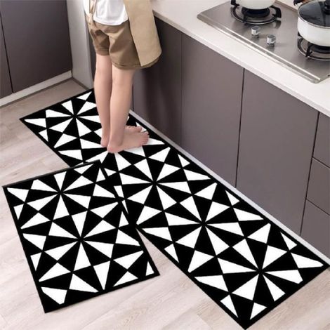 Tapis De Cuisine - Antiderapant - Absorbant - Pour Salle De Bain Et Cuisine - 120 X 40 Cm Et 40 X 60 Cm - Polyester - Lot De 2 (1/4)