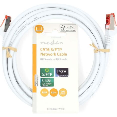 Nedis CAT6-Netzwerkkabel / RJ45 Stecker / RJ45 Stecker / S/FTP / 3.00 m / Rund / LSZH / Weiss / Label