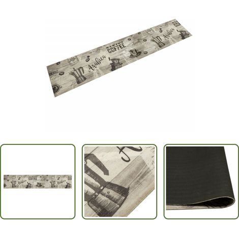 vidaXL Samt Teppich - Küchenteppich Waschbar Kaffee Grau 60x300 cm Samt (1/5)