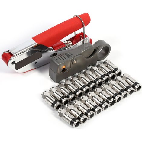 Kit d'Outils de Sertissage F, Dénudeur et Pince à Crimpé pour Câble Coaxial RG58, RG59, RG6, Accessoire Professionnel (1/4)