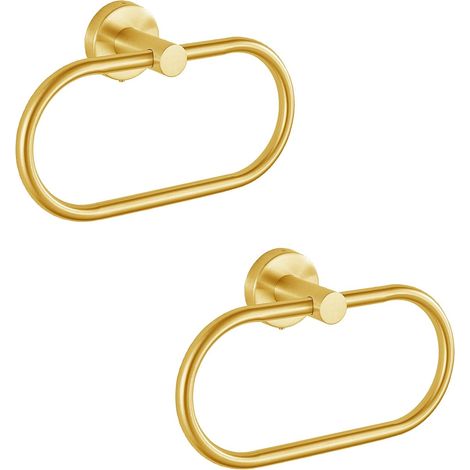 Anneaux Porte-Serviettes - Lot de 2 - Acier Inoxydable Doré - Support Mural Ovale - Salle de Bain et Cuisine - Design Moderne (1/5)