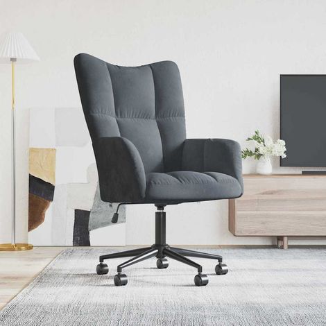 Relaxing Chair with Wheels Dark Grey Velvet vidaXL (1/5)