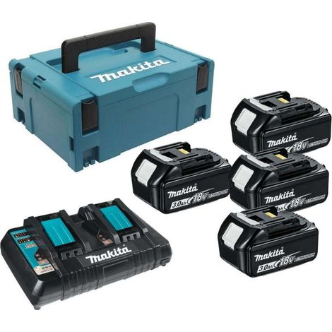 Set von 4 Batterien und Ladegerät in Box Makpac BL1830b und DC18rd Makita (1/5)