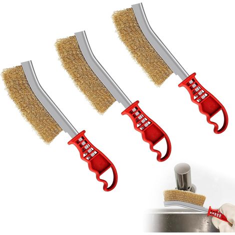 Set de 3 grilles à Brosse en Laiton, Brosse à Fil en Laiton pour Le Nettoyage des scories de Soudure, de la Rouille et des résidus de Gril