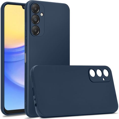 Coque pour Samsung Galaxy A25 5G en silicone mat bleu marine + verre trempé (1/5)