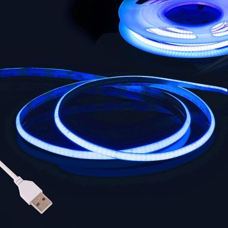 Bleu Ruban LED COB 3m, DC5V USB 480LED/m 2.7mm Fancy TV Kit (1/5)