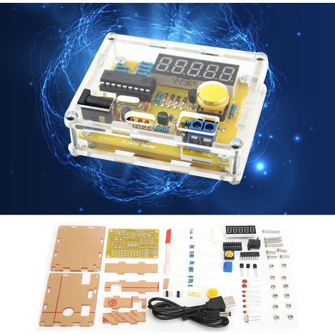 Frequenzzähler (1 Hz–50 MHz) mit Quarzoszillator-Tester – Bausatz im gelben Gehäuse (1/5)